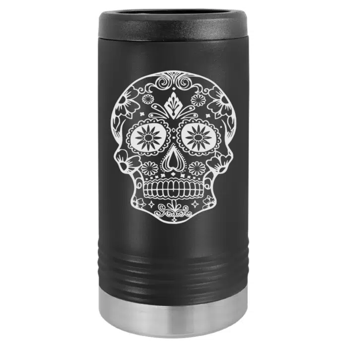 sugar skull engraved beverage holder